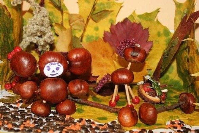 Жёлуди и каштаны, как новогодние украшения